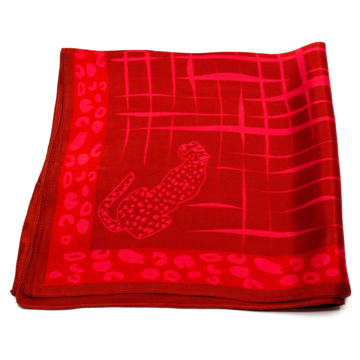 Leopard Square Sidensjal 50x50cm Rosa
