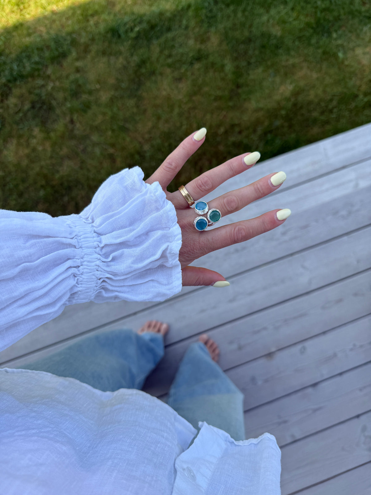 Tripple Tau Silver Ring Ocean
