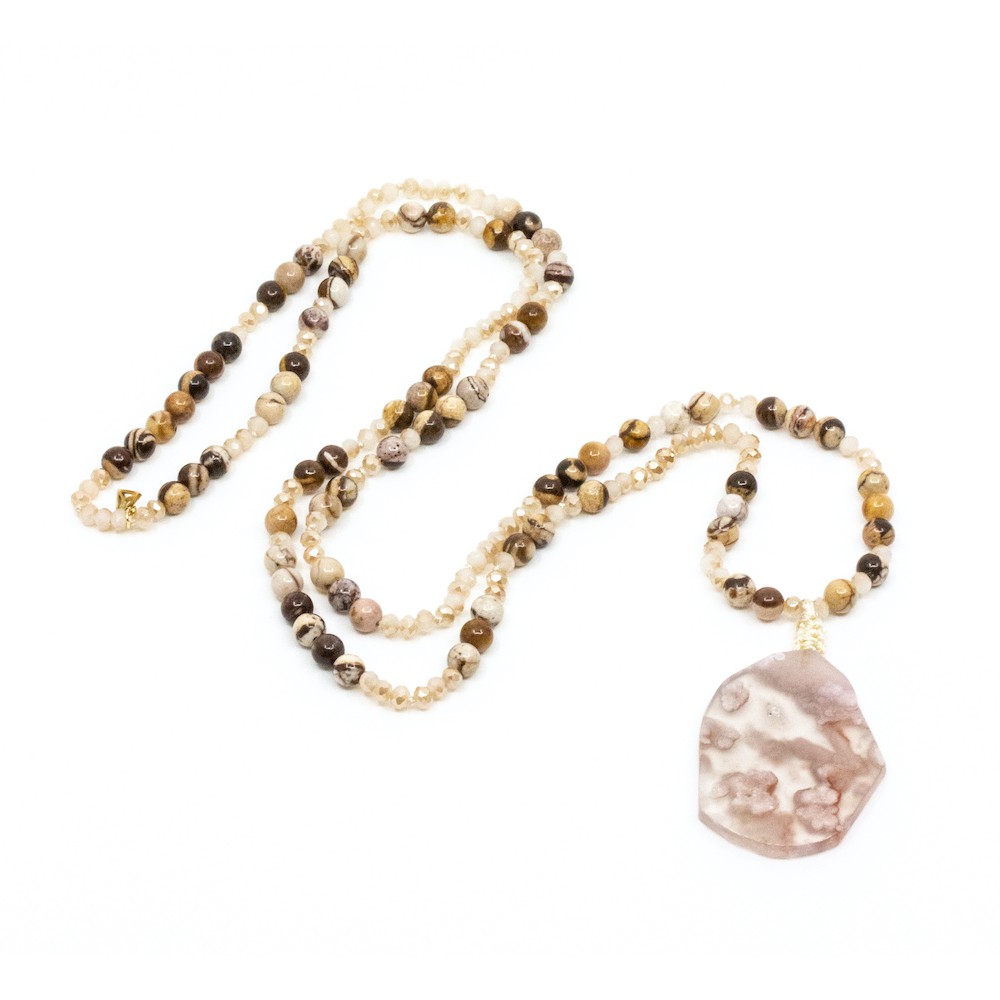 Agate Halsband Brun Sand