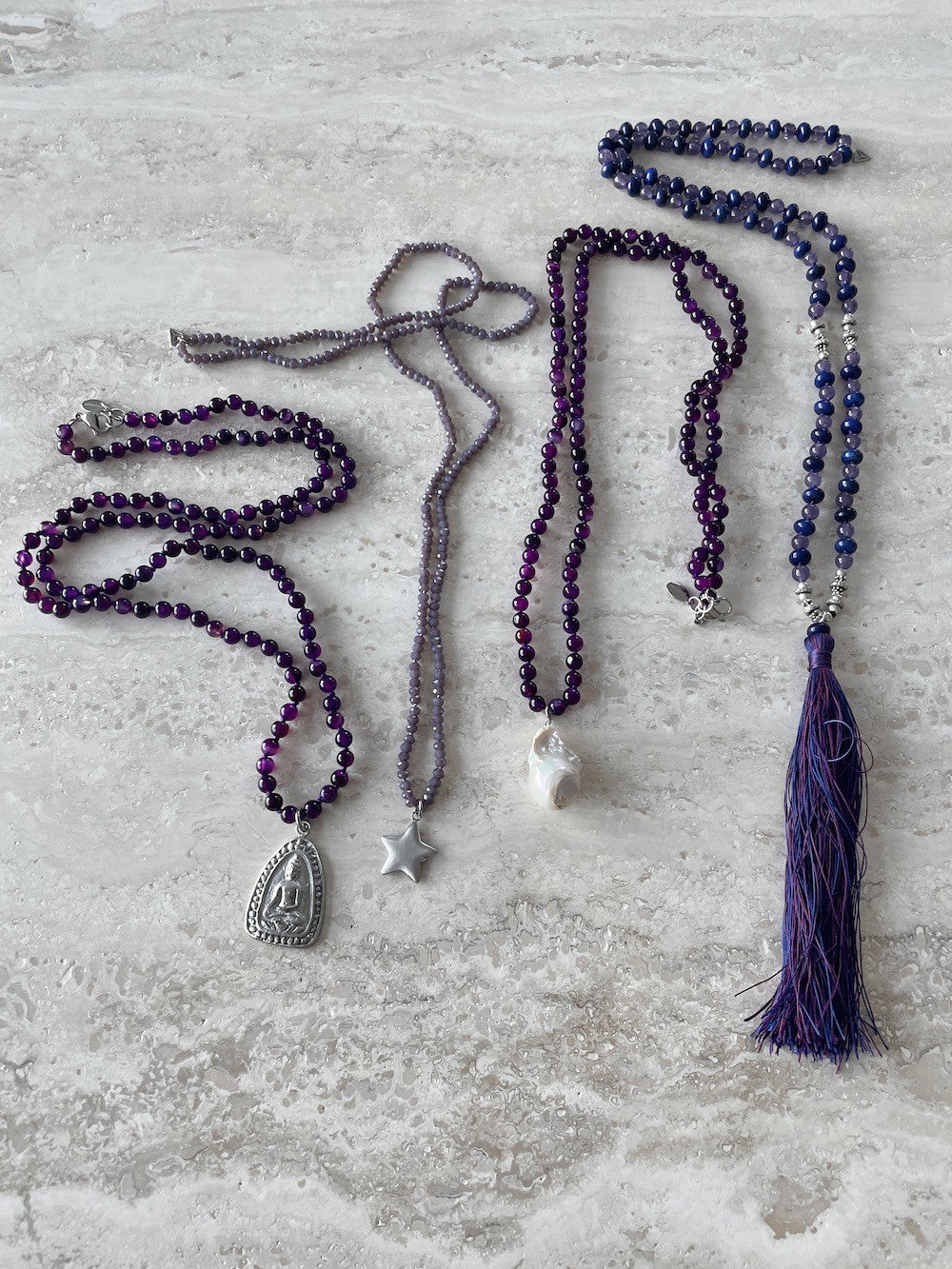RE:used Chunky Pearl Halsband Lila Lila