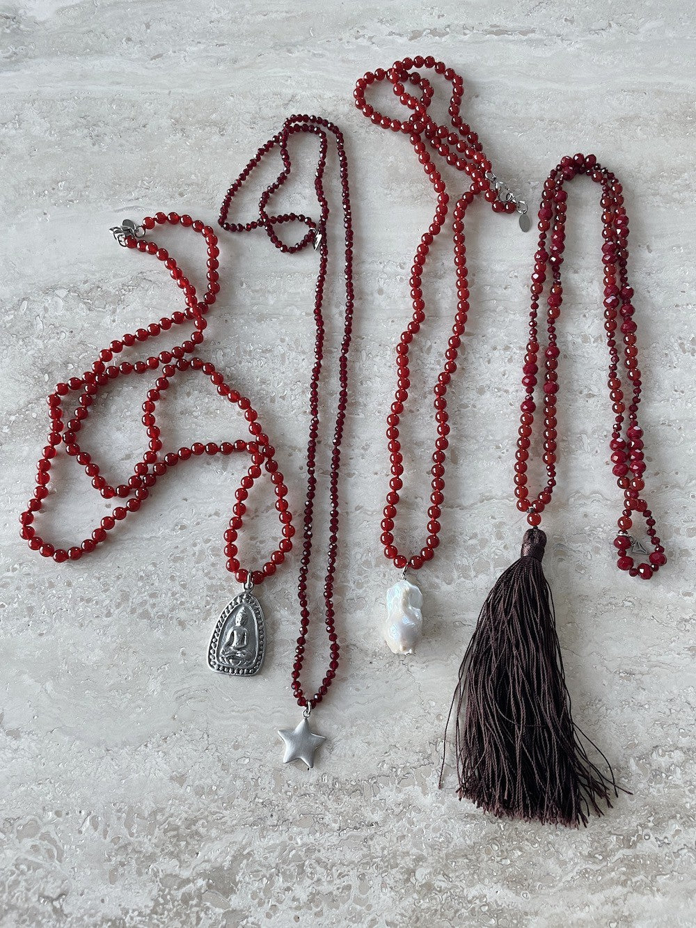 RE:used Chunky Pearl Halsband Röd Röd