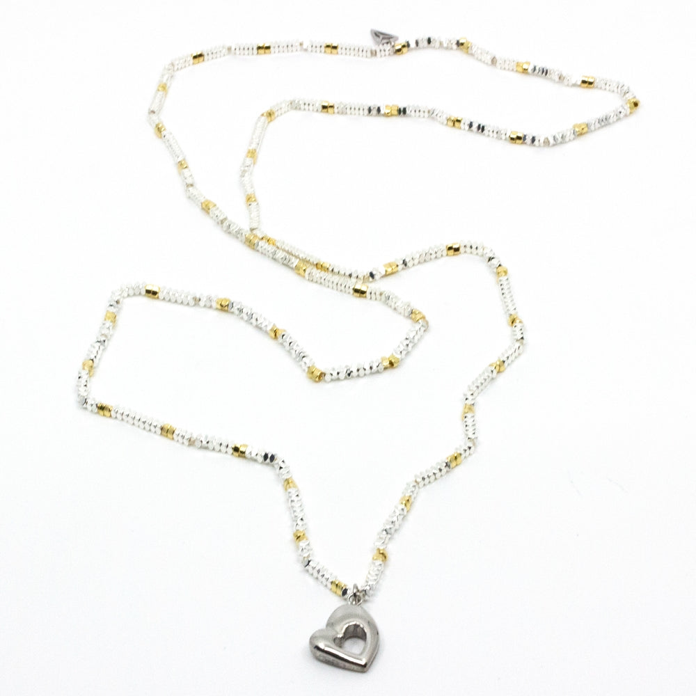 Retro Heart Halsband Silver