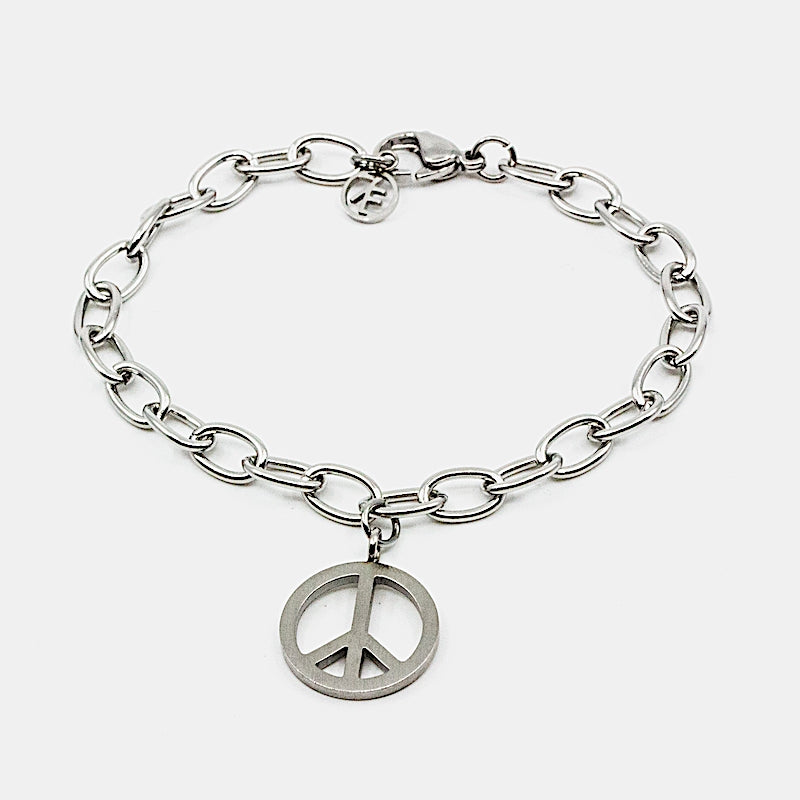 Small Peace Armband Stål Silver