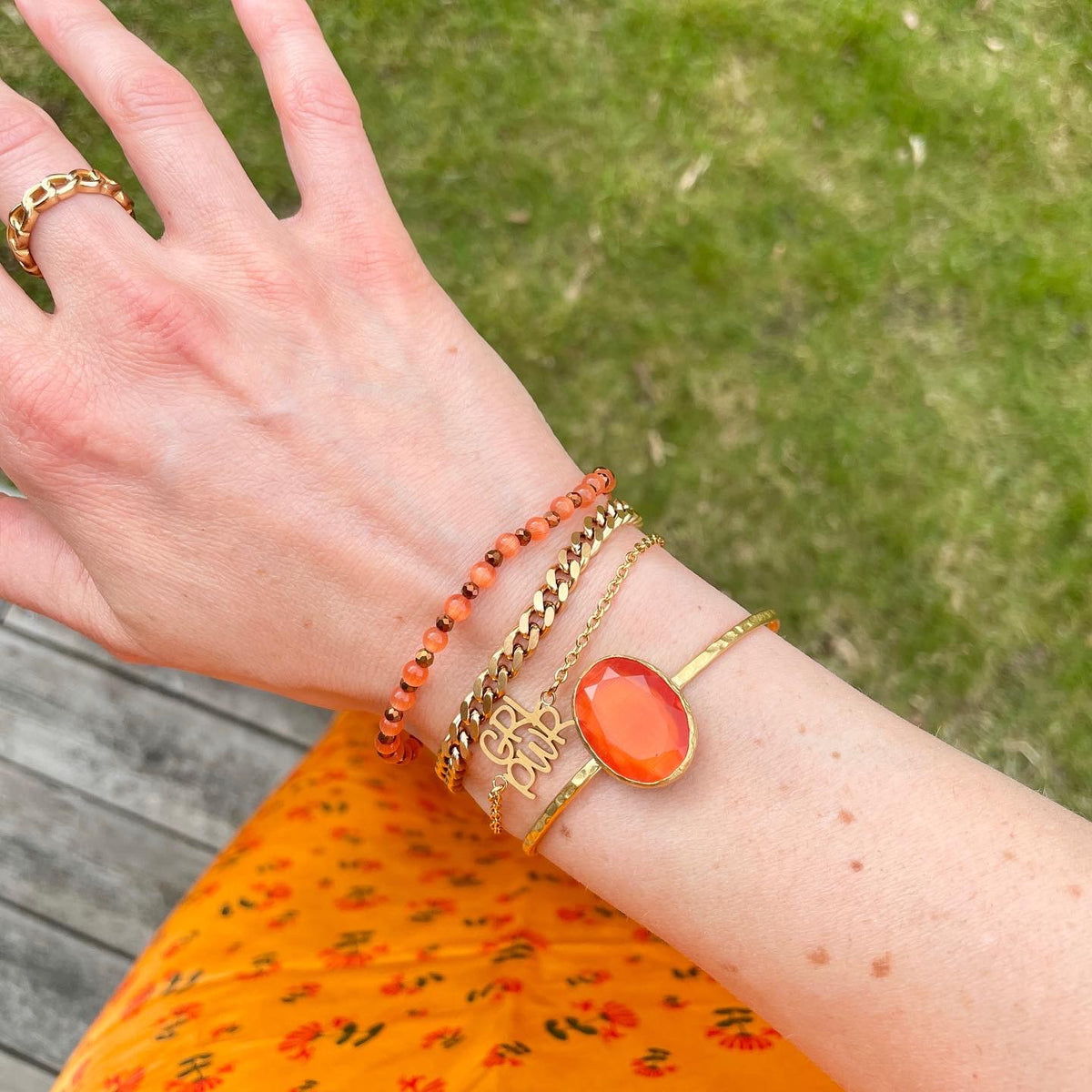 Flat Chain Armband Guld Guld