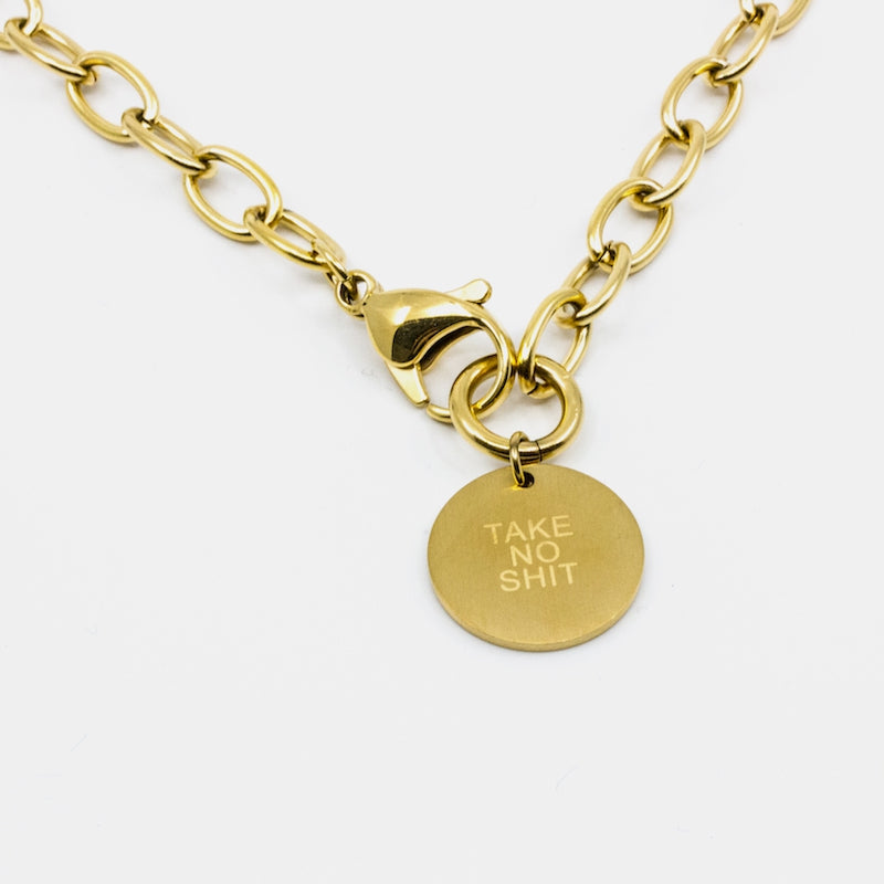 TAKE NO SHIT Halsband Guld Guld