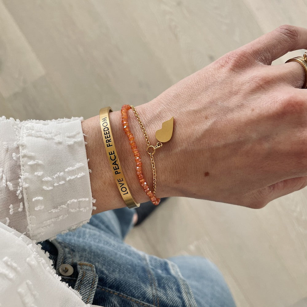 Love Peace Freedom Armband Guld Guld
