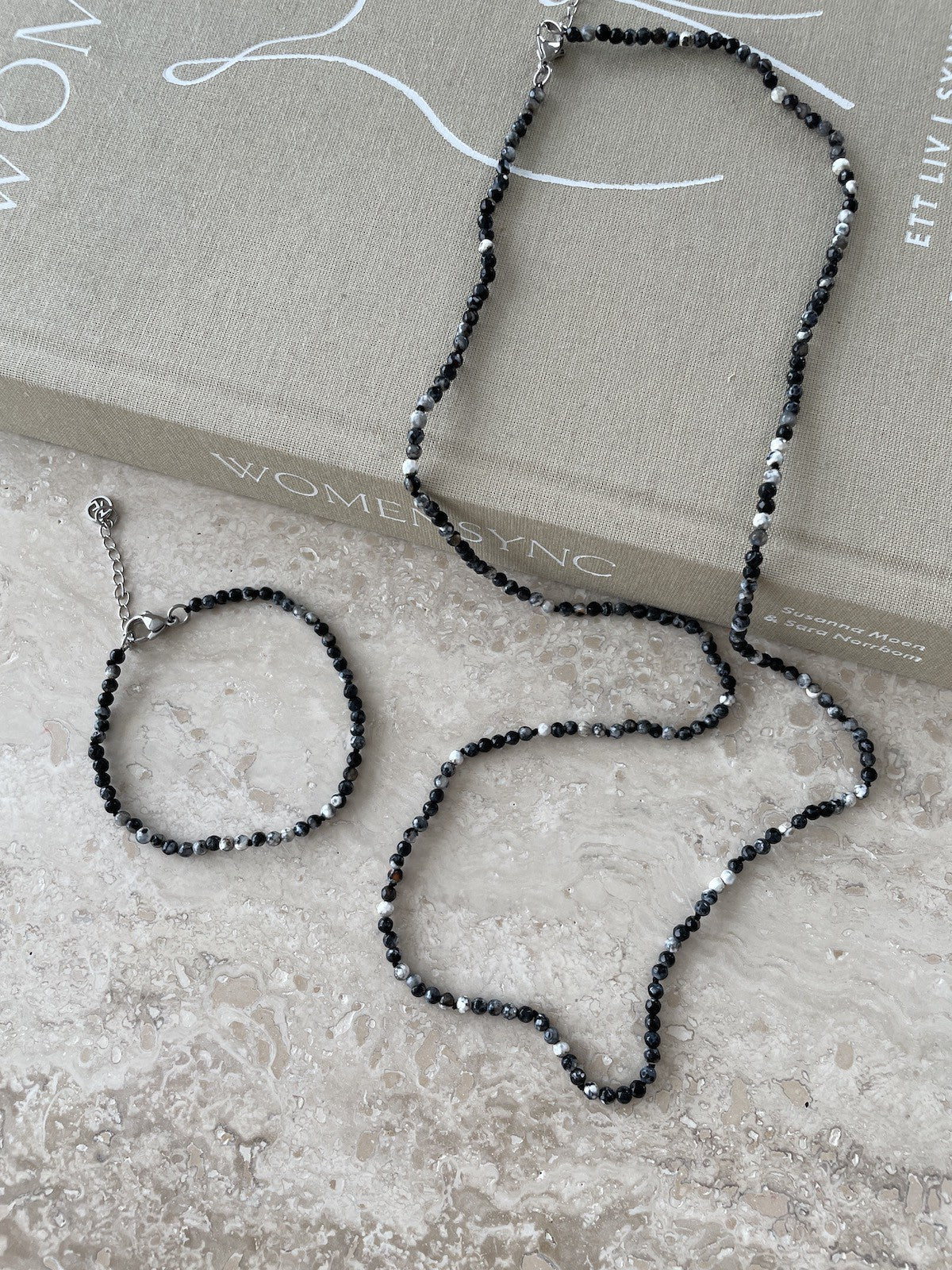 Mini Gem Halsband Agat Grå