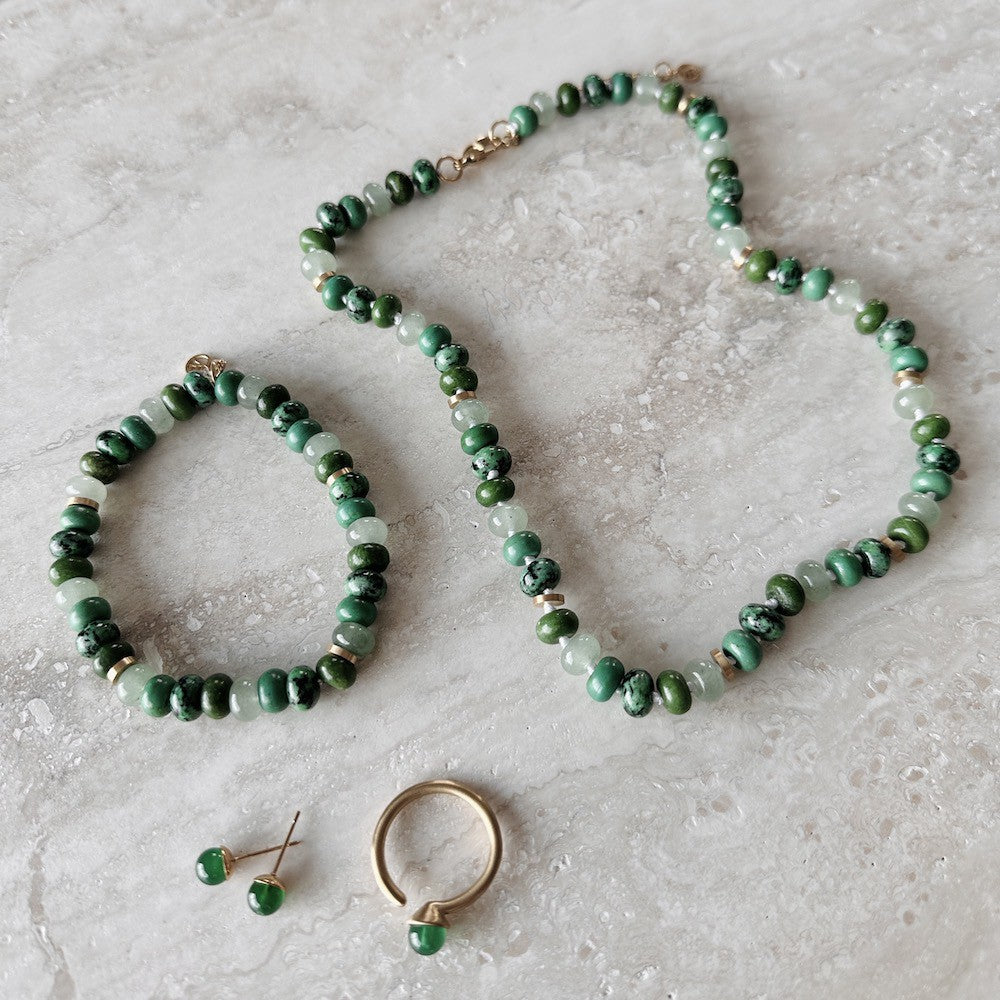 Chunky Gem Halsband 45cm Grön Grön