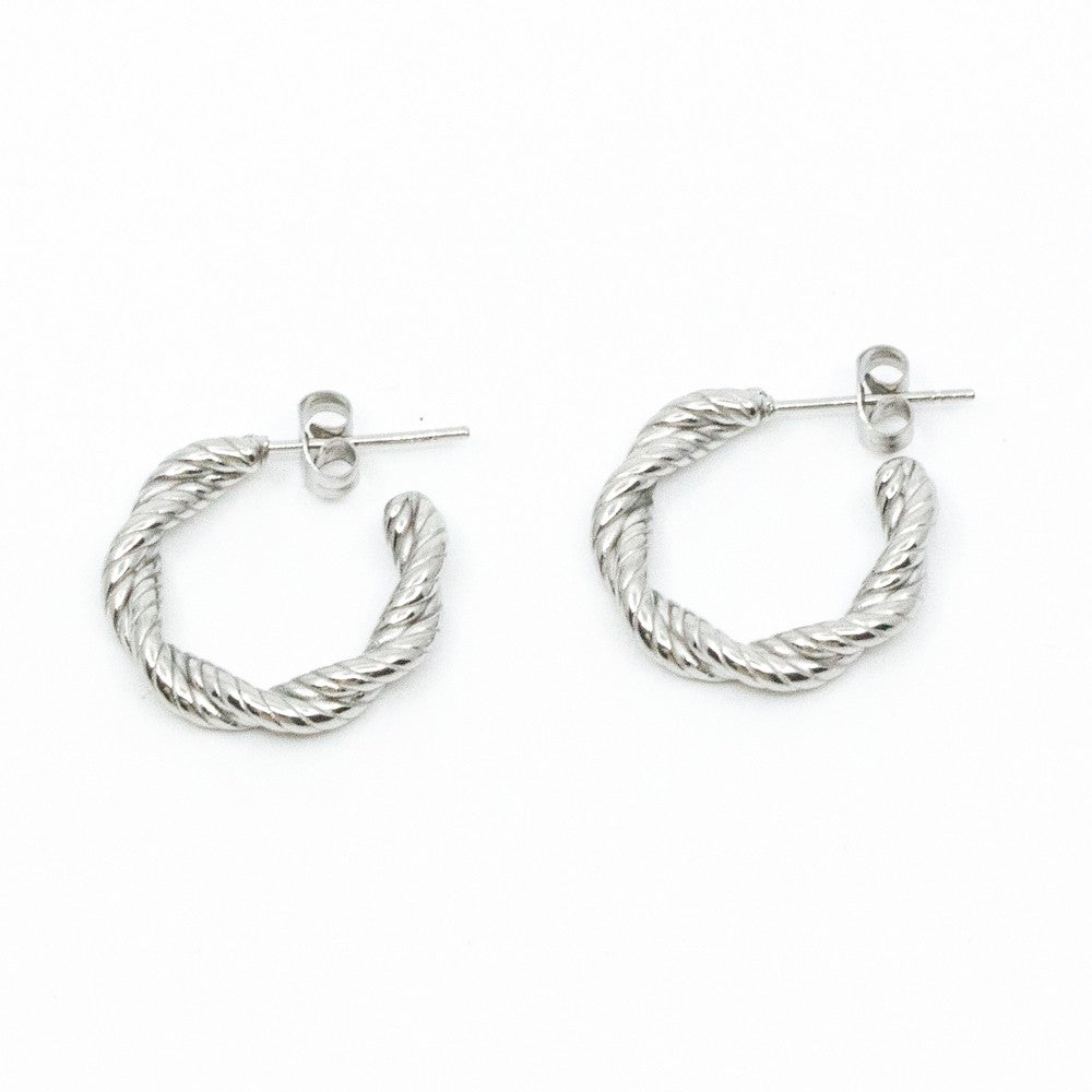 Twist Hoop Örhänge Silver Silver