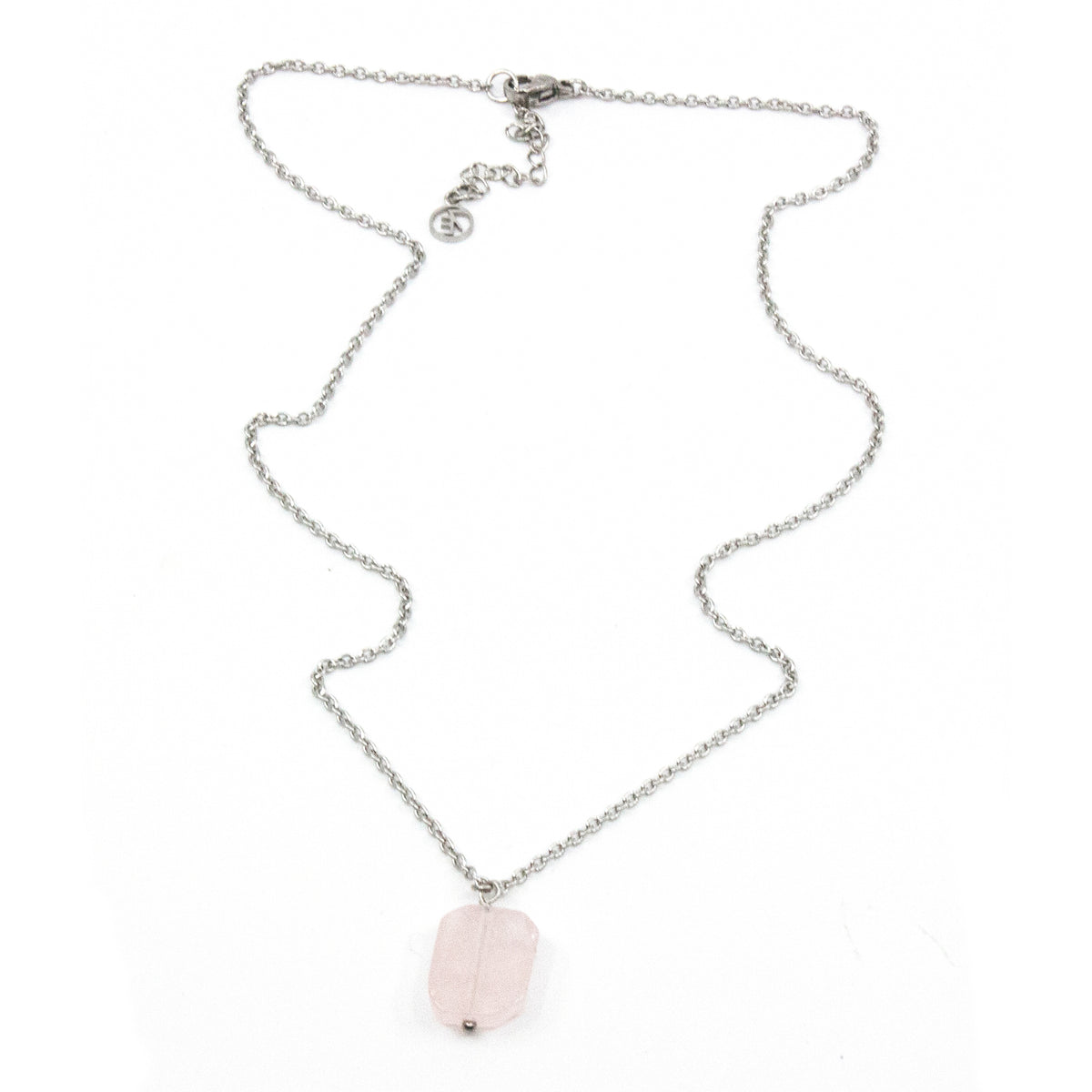 Rosequartz Halsband 45cm Silver