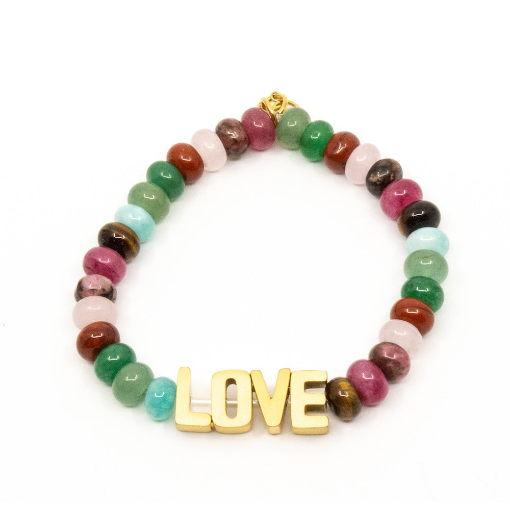 LOVE Chunky Gem Armband Rosa