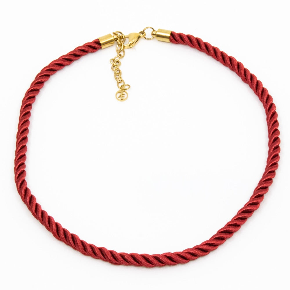 Rope Halsband 40cm Vinröd