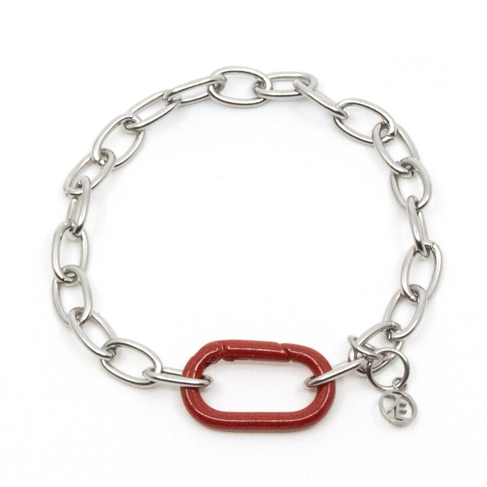Clasp Armband Silver/Röd