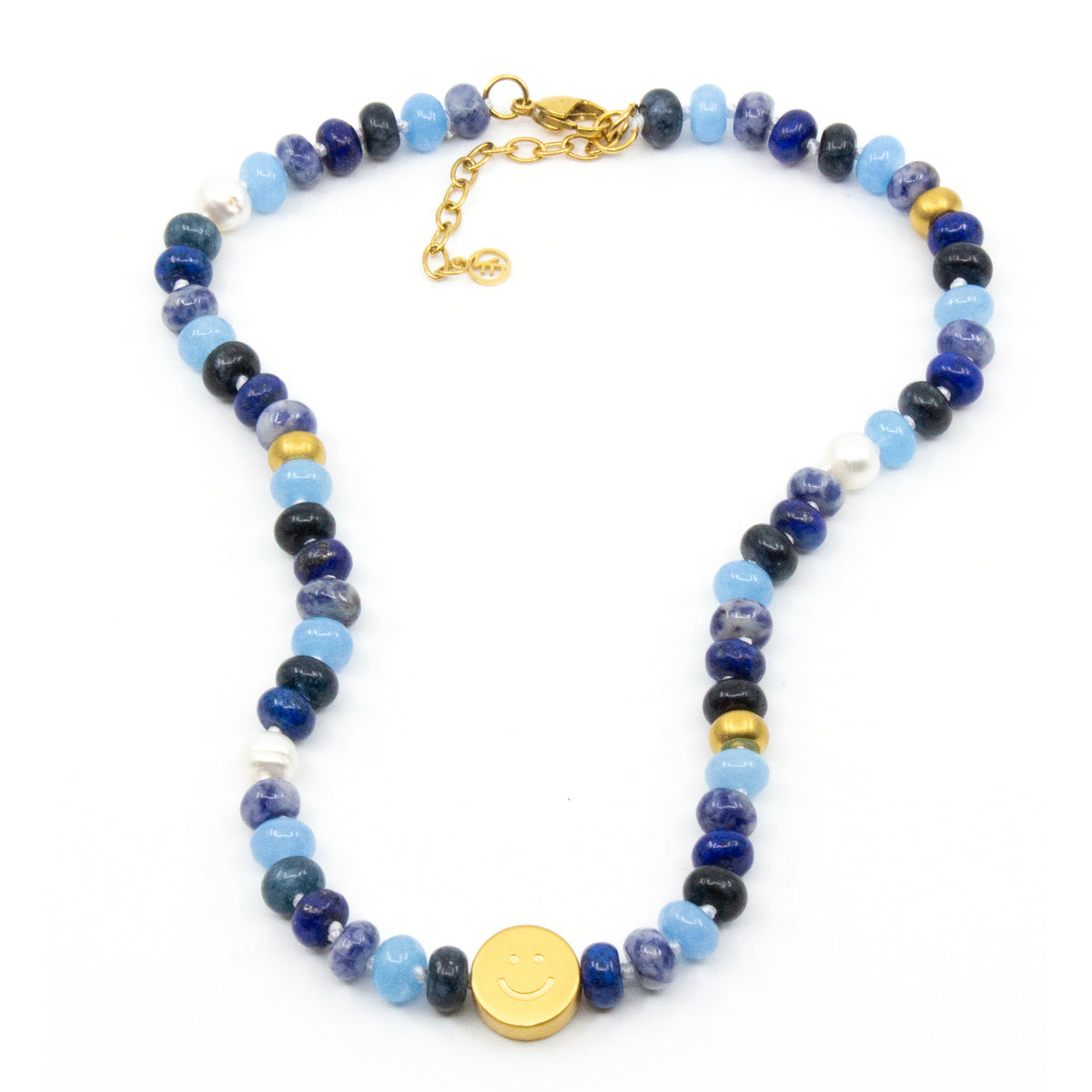 Chunky Gem Smile Halsband Blå