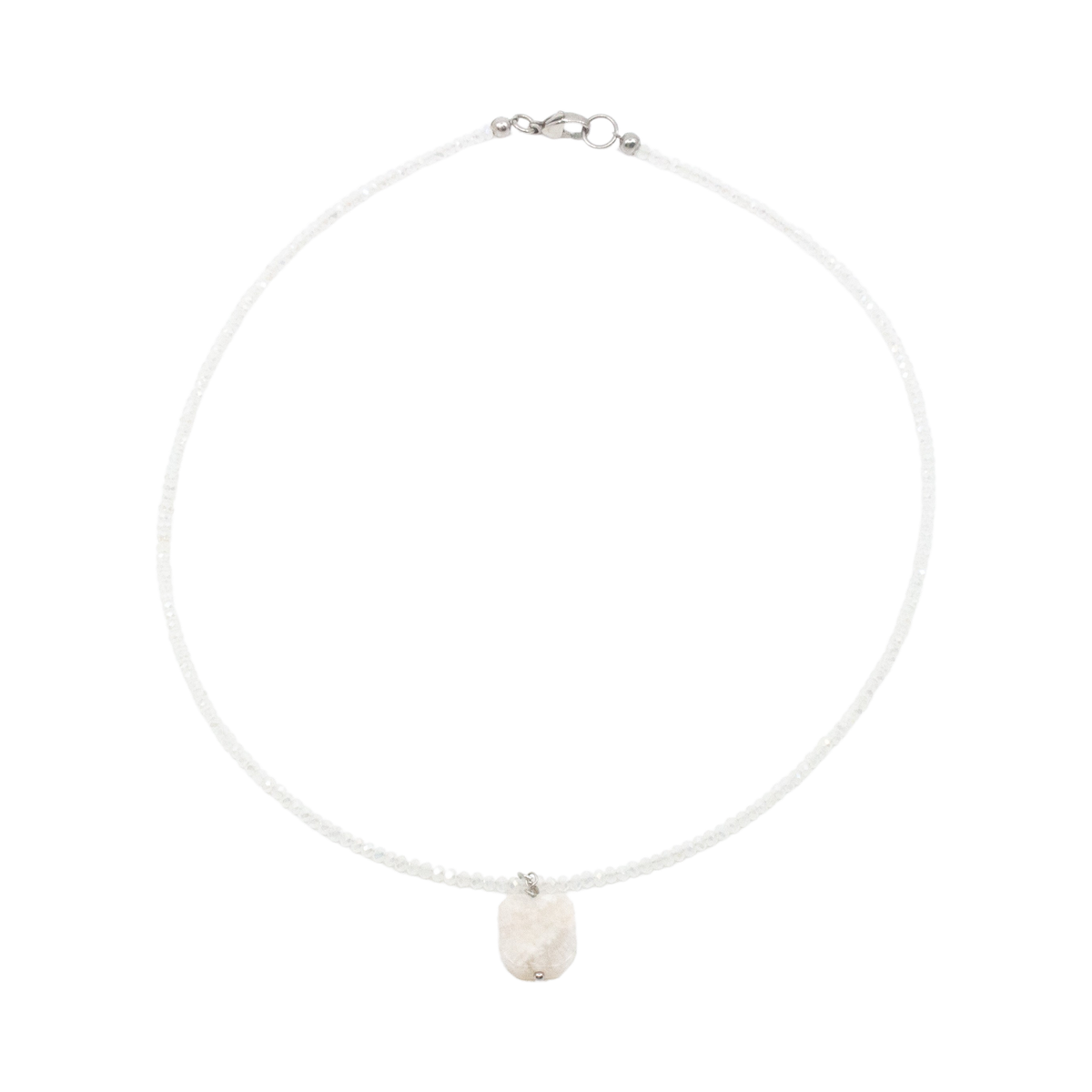 Moon Stone Halsband 45cm Vit