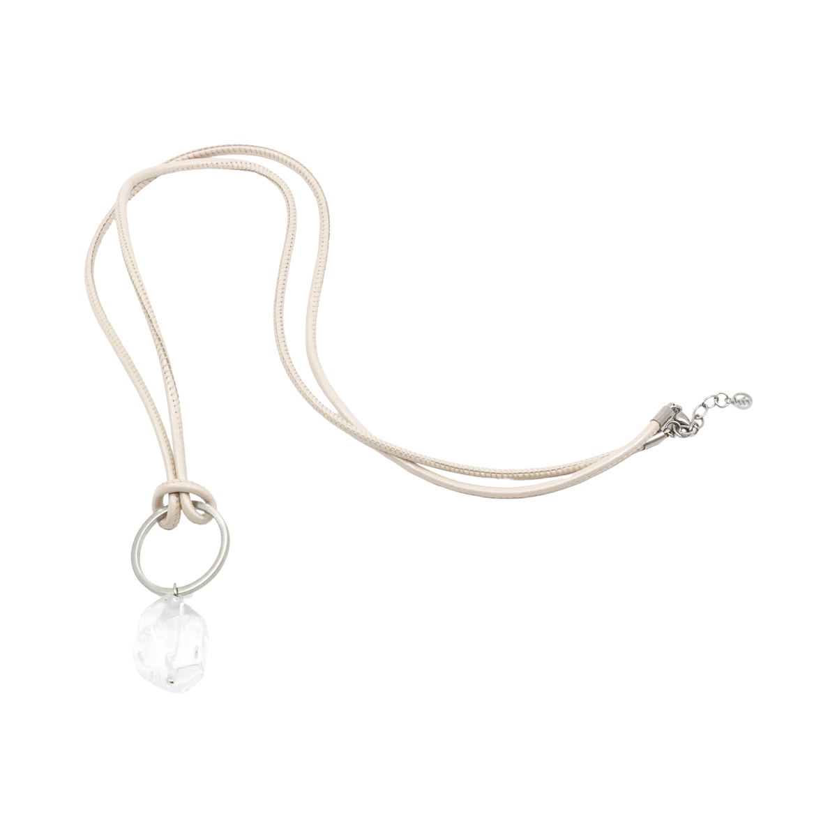Crystal Halsband Läder Creme