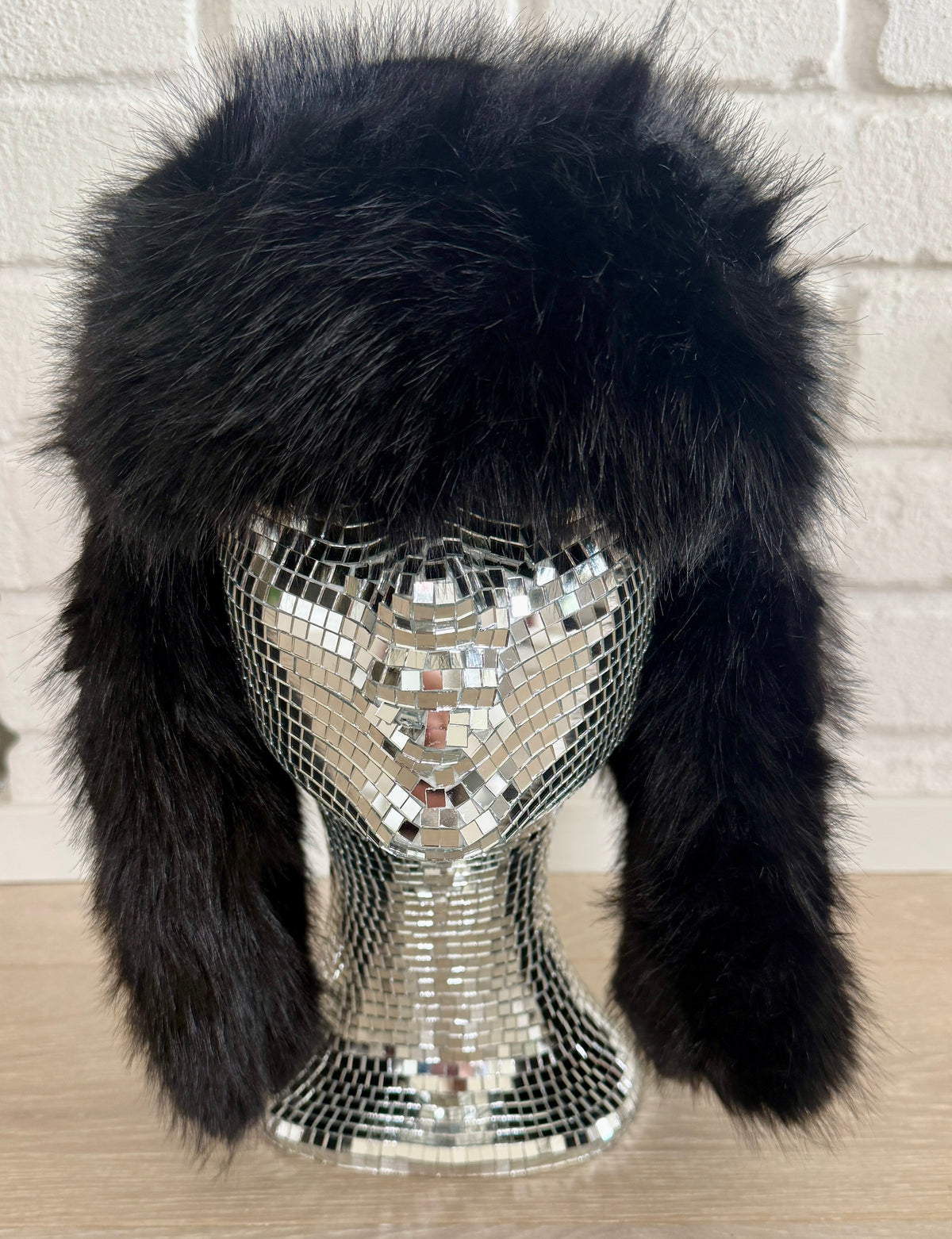Faux Fur Mössa Svart