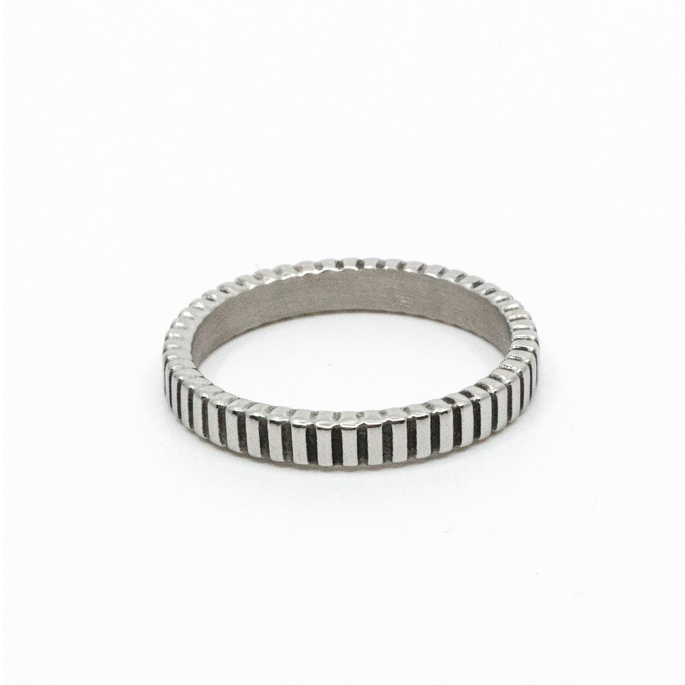 Thin Striped Ring Stål Stål