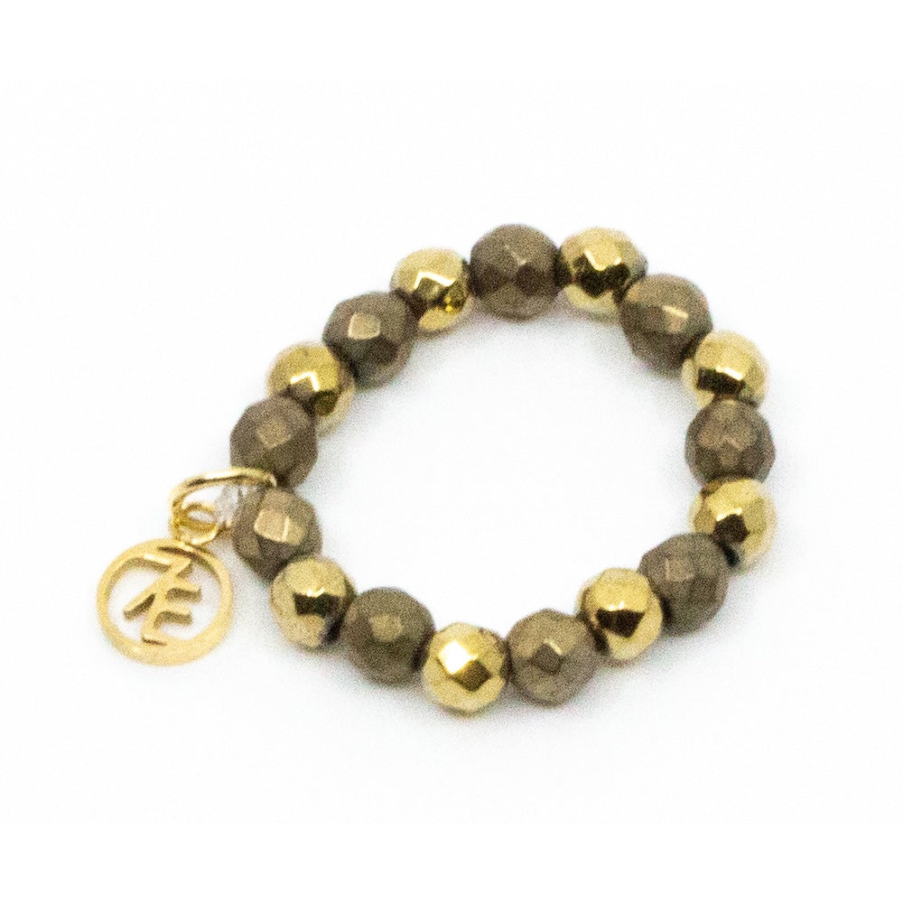 Hematite Guld Elastisk Ring