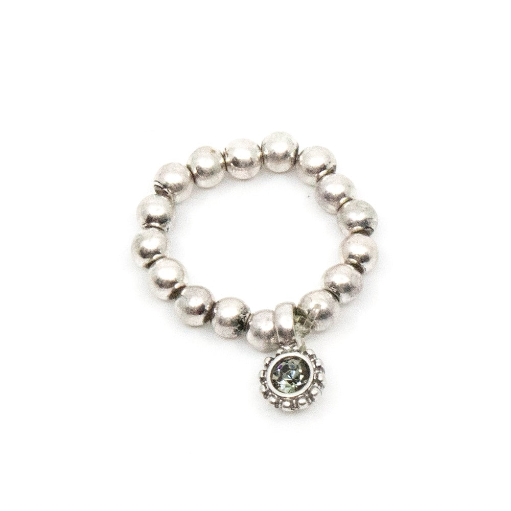 Crystal Silver Elastisk RIng
