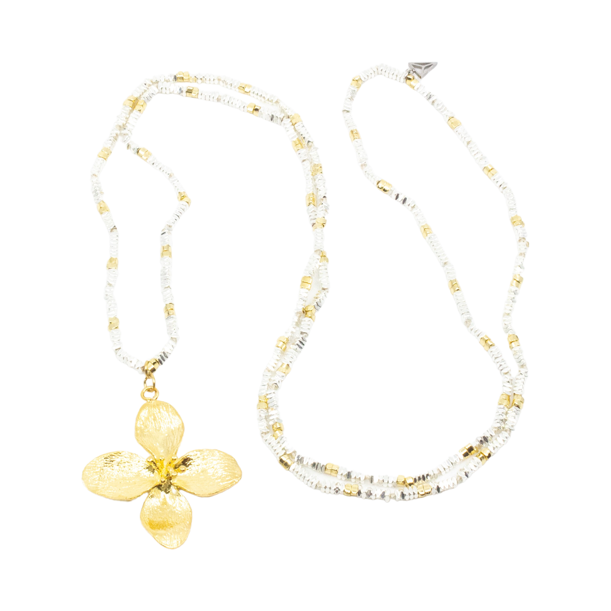 Flower Hematite Halsband Silver