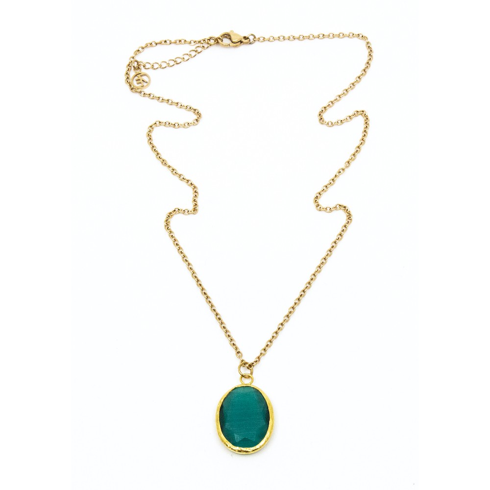 Theá Halsband Petrol Guld