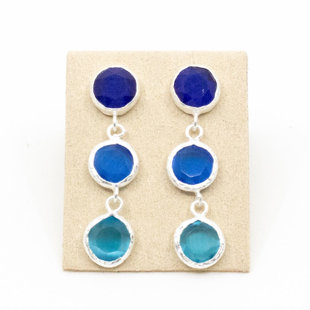 Tripple Tau Earring Silver Blue