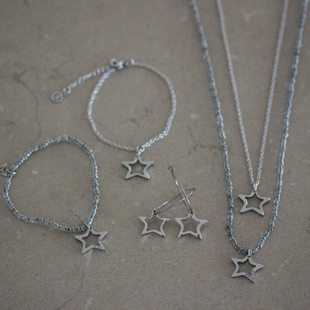 Hollow Star Halsband 42cm Silver Silver
