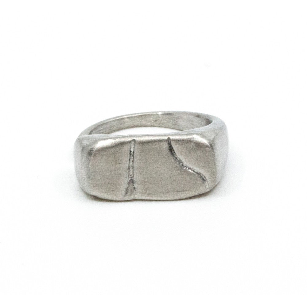 Mountain Signet Ring Silver Silver