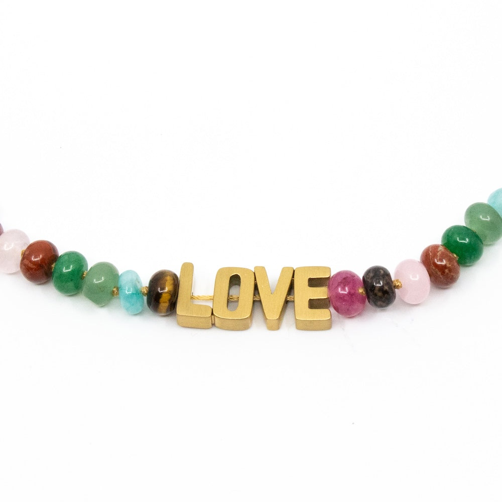 LOVE Chunky Gem Halsband Rosa