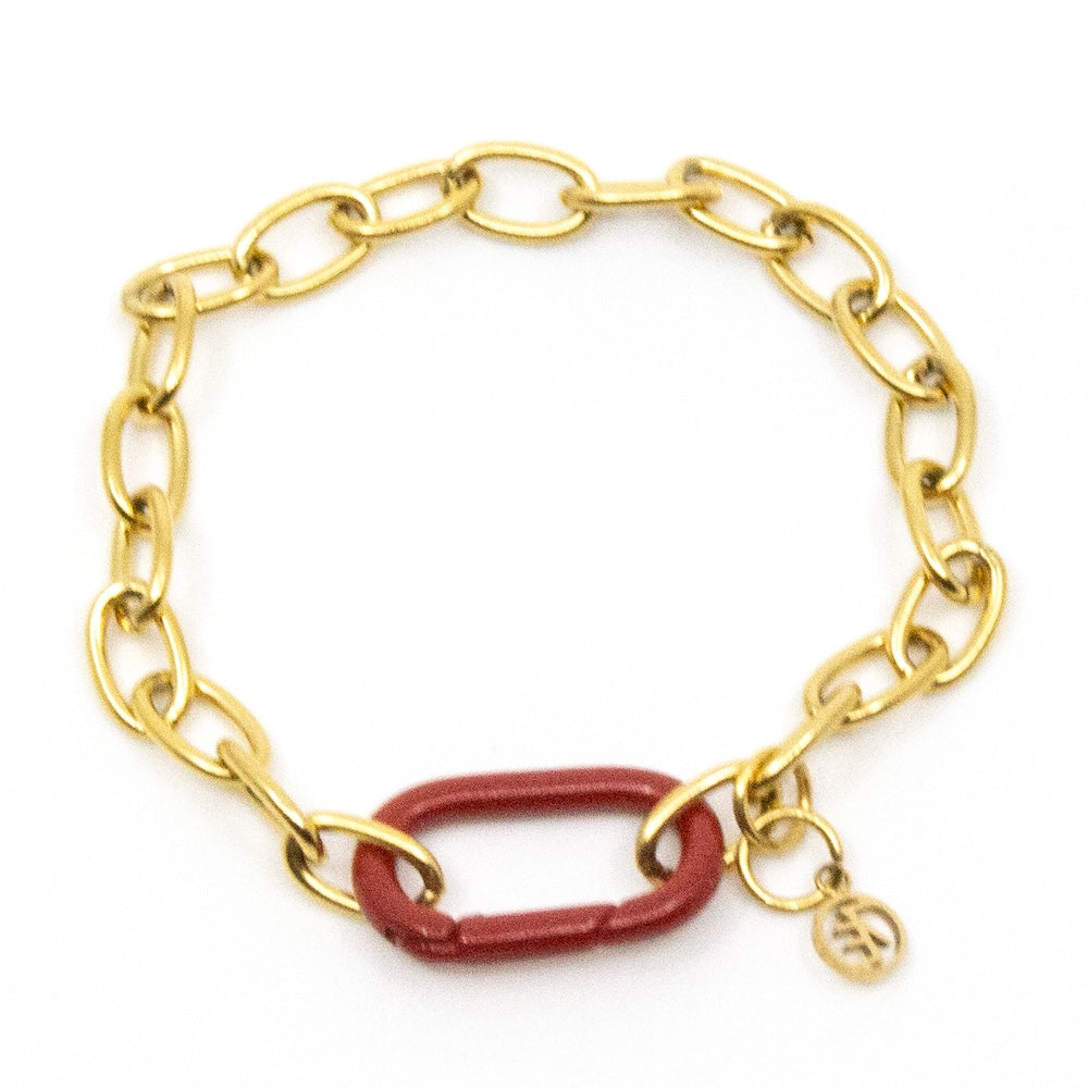 Clasp Armband Guld/Mörkröd