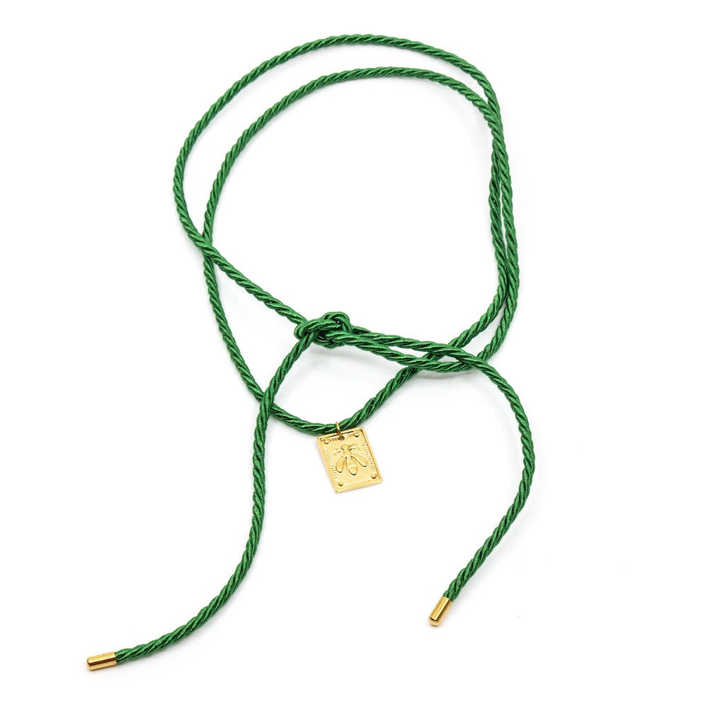 Bee Amulet Rope Necklace Green