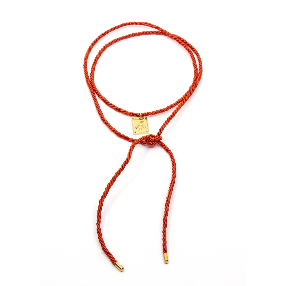 Bee Amulet Rope Necklace Red