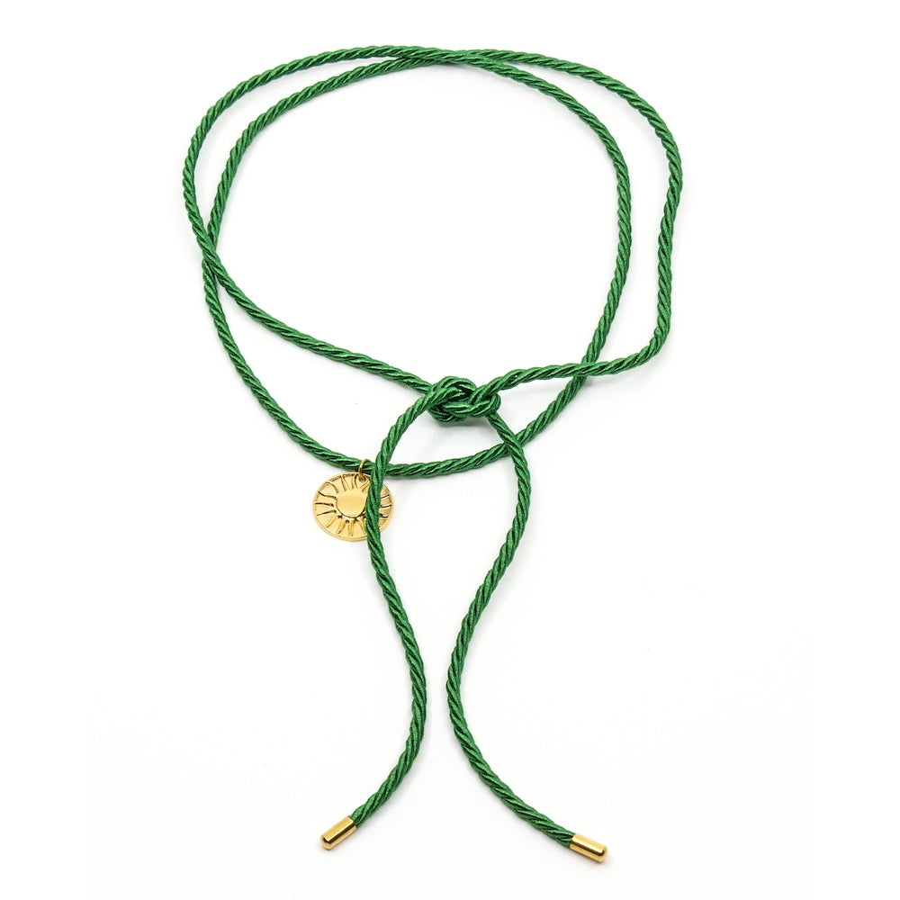 Sun Amulet Rope Necklace Green