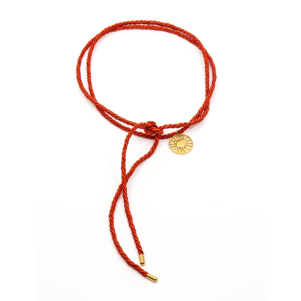 Sun Amulet Rope Necklace Red