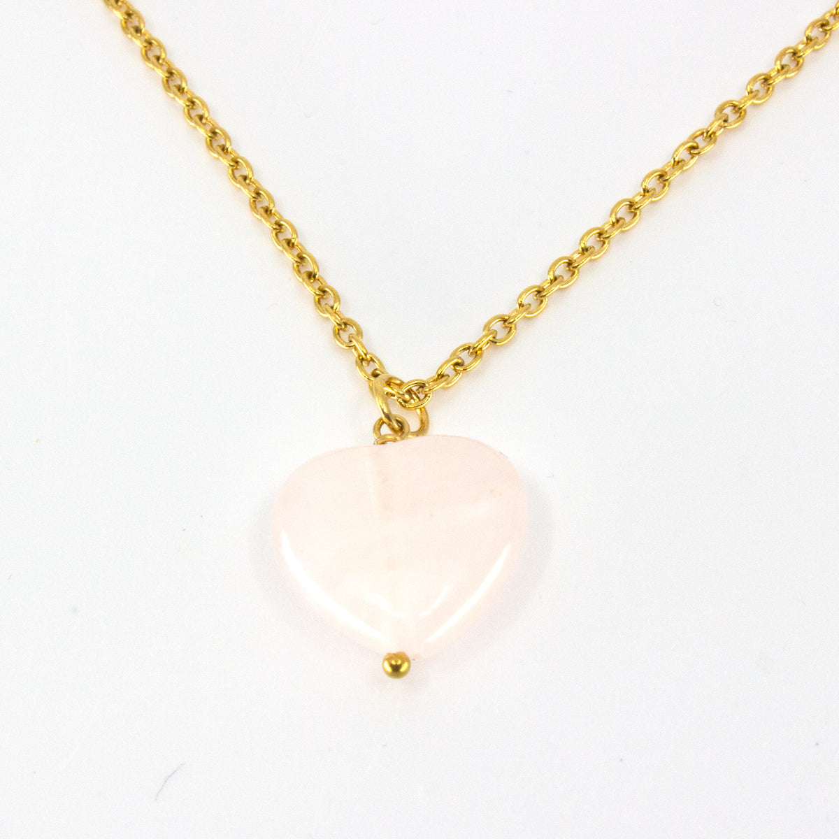 Heart Rosequartz Halsband