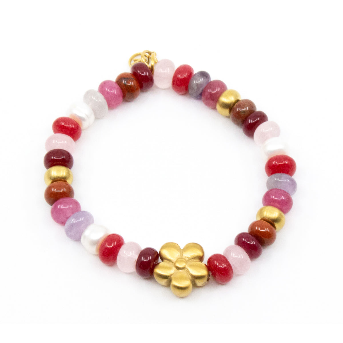 Chunky Gem Flower Armband Rosa